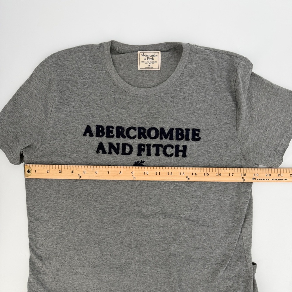 Abercrombie & Fitch Y2K Iconic Spellout Mens M Gray Logo Muscle Sleeve Tee Retro - Picture 8 of 11